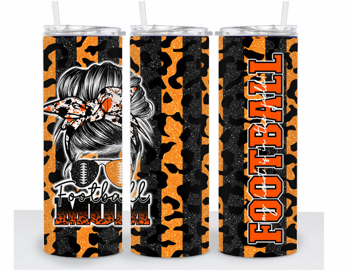 Stainless Steel 20oz Tumbler Straight- Cheetah Print Football Mom