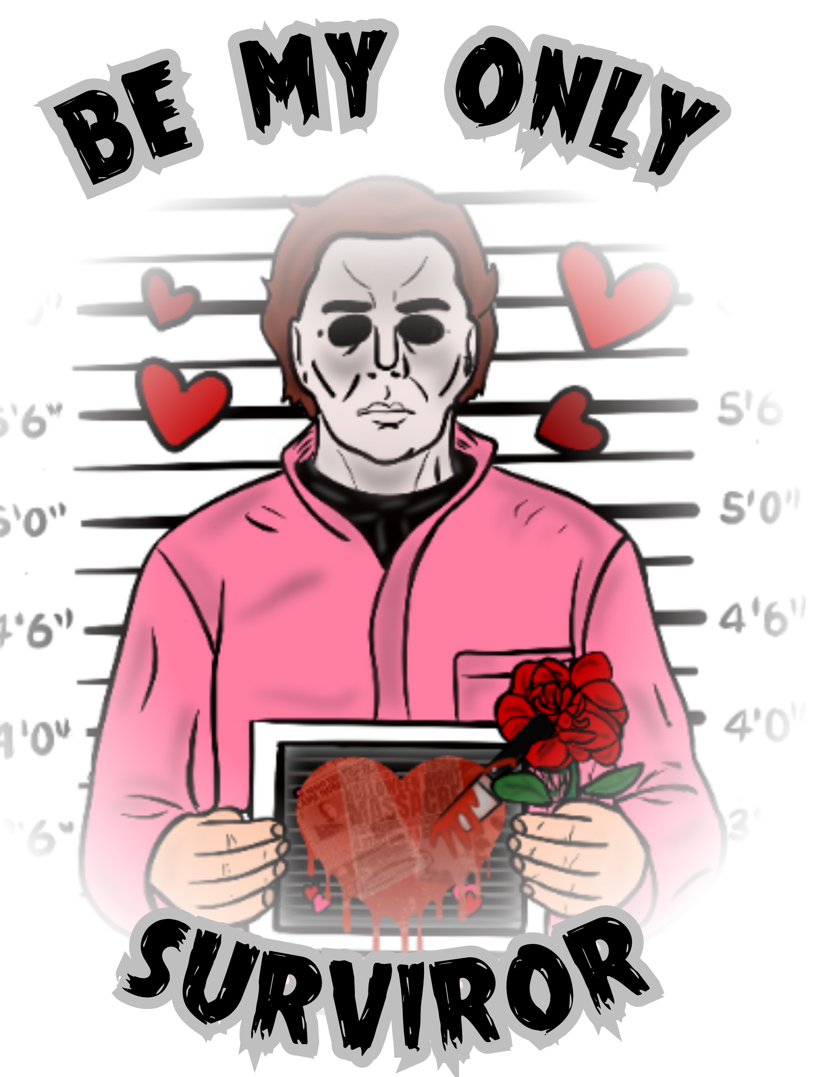🖤 Be My Only Survivor — Digital Illustration (Horror Valentine)