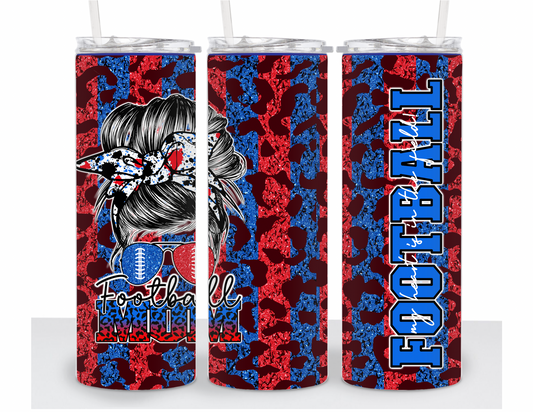 Red & Blue Football Mom Stainless Steel 20oz Tumbler Fall Edition