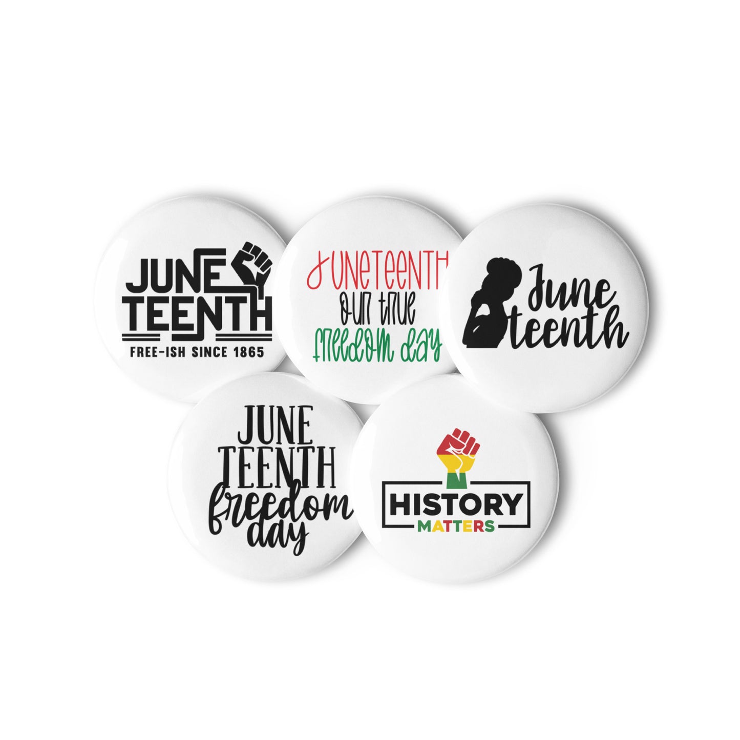 Juneteenth Freedom Set of pin buttons