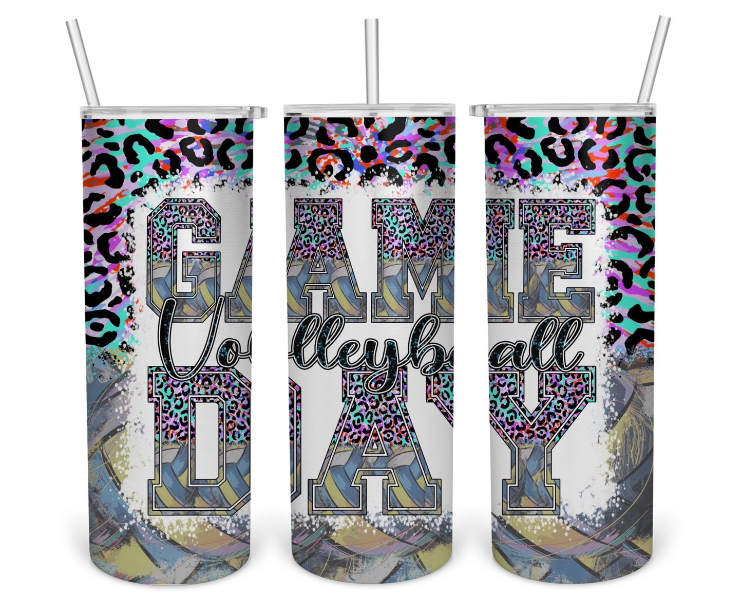 Stainless Steel 20oz Tumbler Straight- Volleyball Game Day