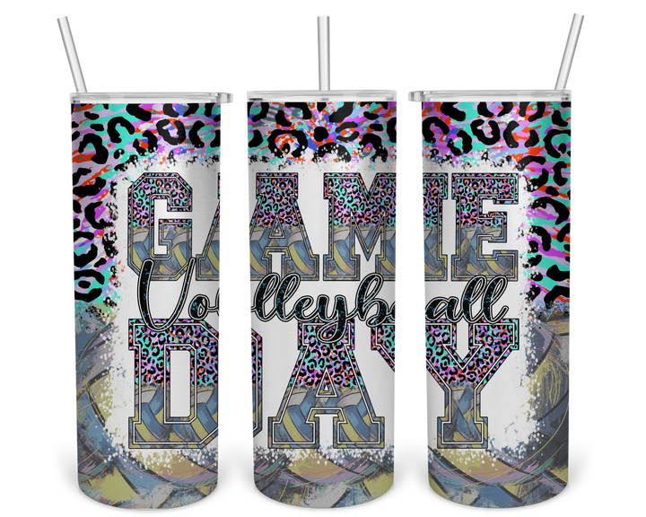 Stainless Steel 20oz Tumbler Straight- Volleyball Game Day