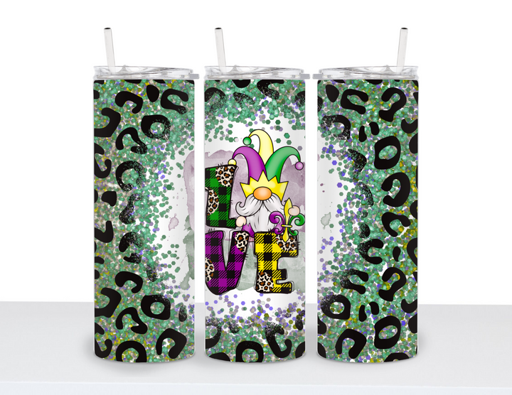 Stainless Steel 20oz Tumbler Straight-Mardi Gras Gnome