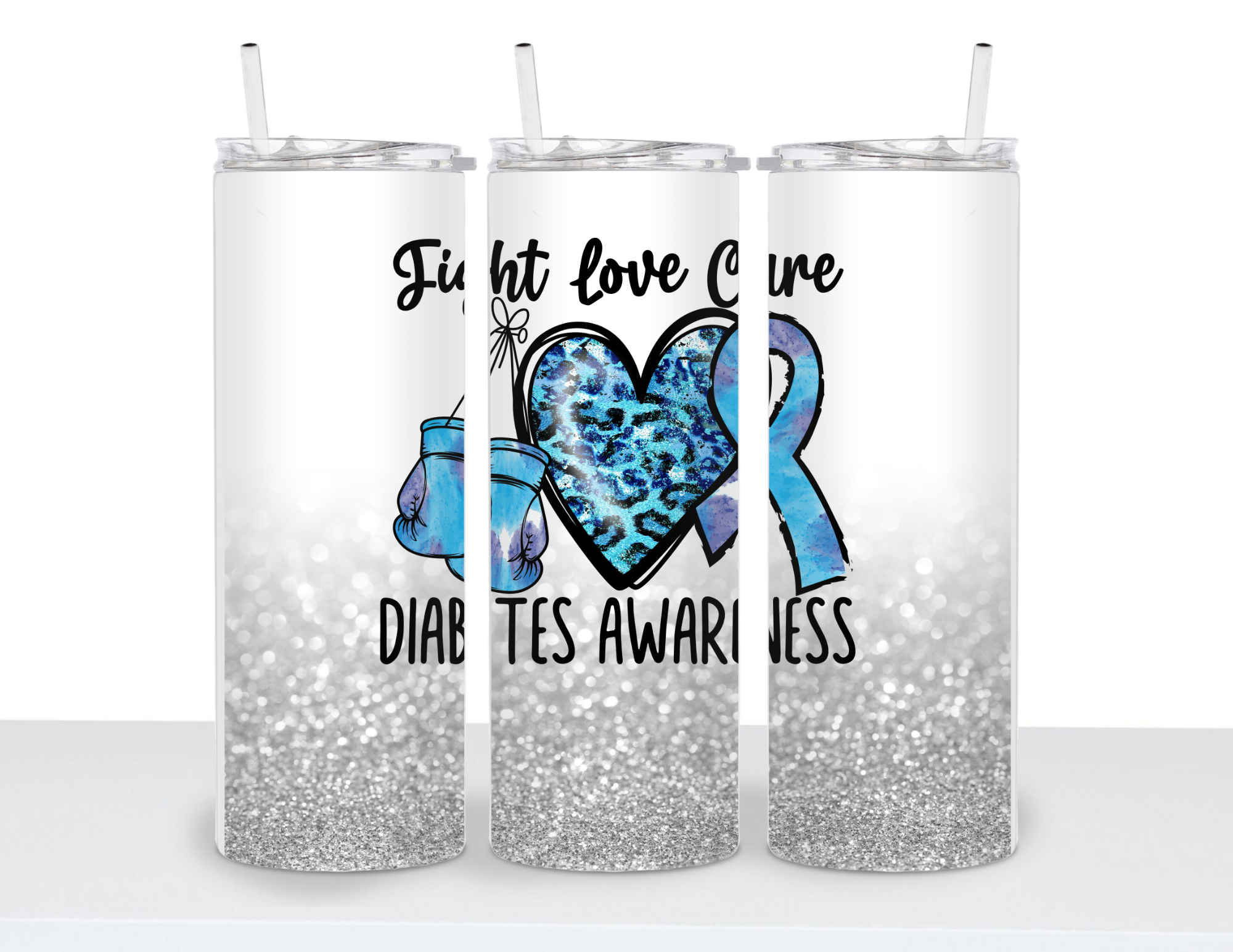 Stainless Steel 20oz Tumbler Straight- Peace, Love Cure: Awareness Collections