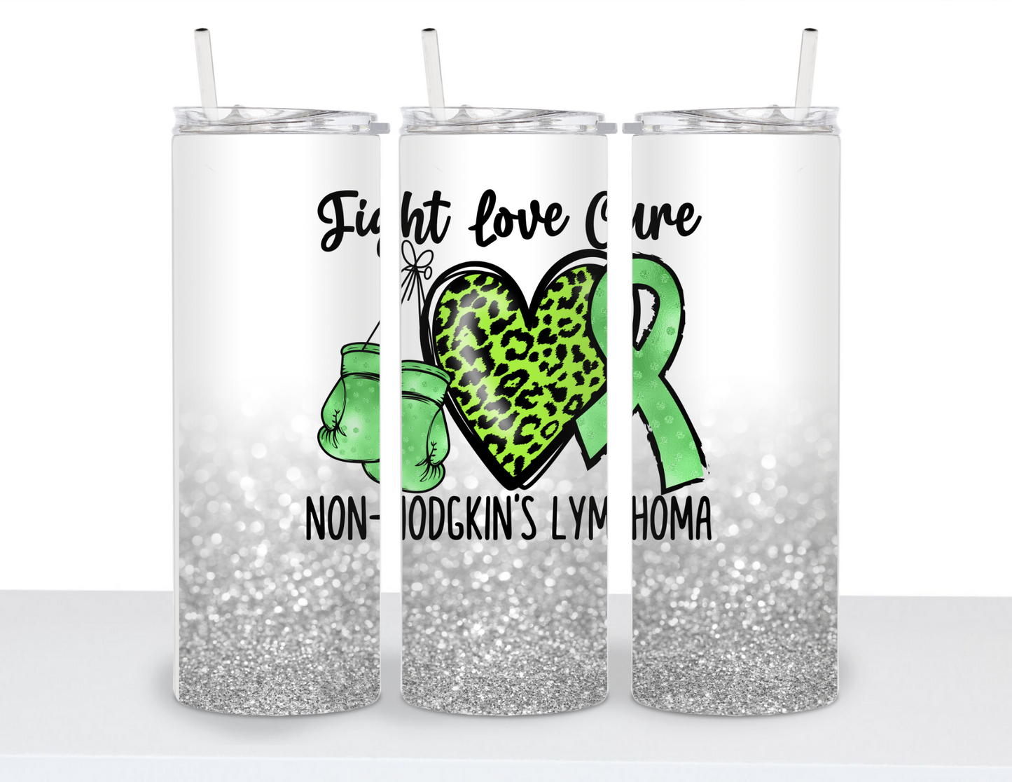 Stainless Steel 20oz Tumbler Straight- Peace, Love Cure: Awareness Collections