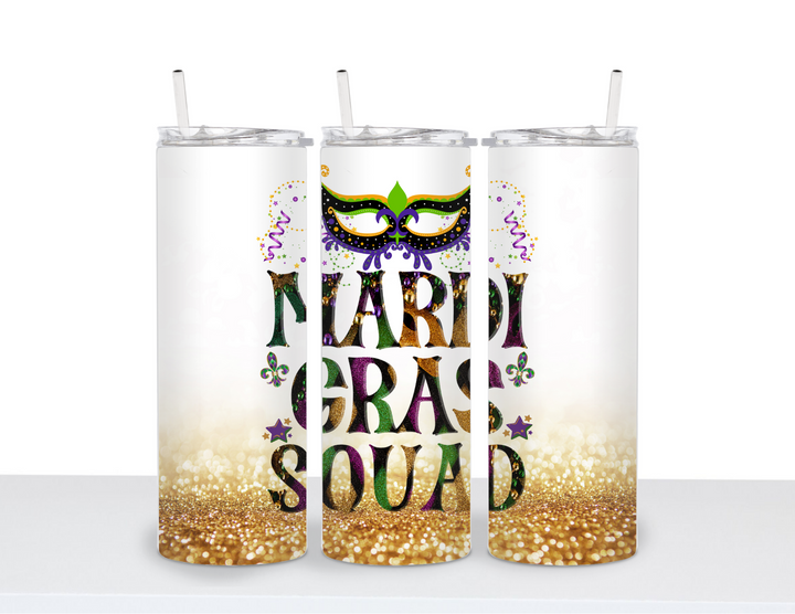 Stainless Steel 20oz Tumbler Straight-Mardi Gras Squad