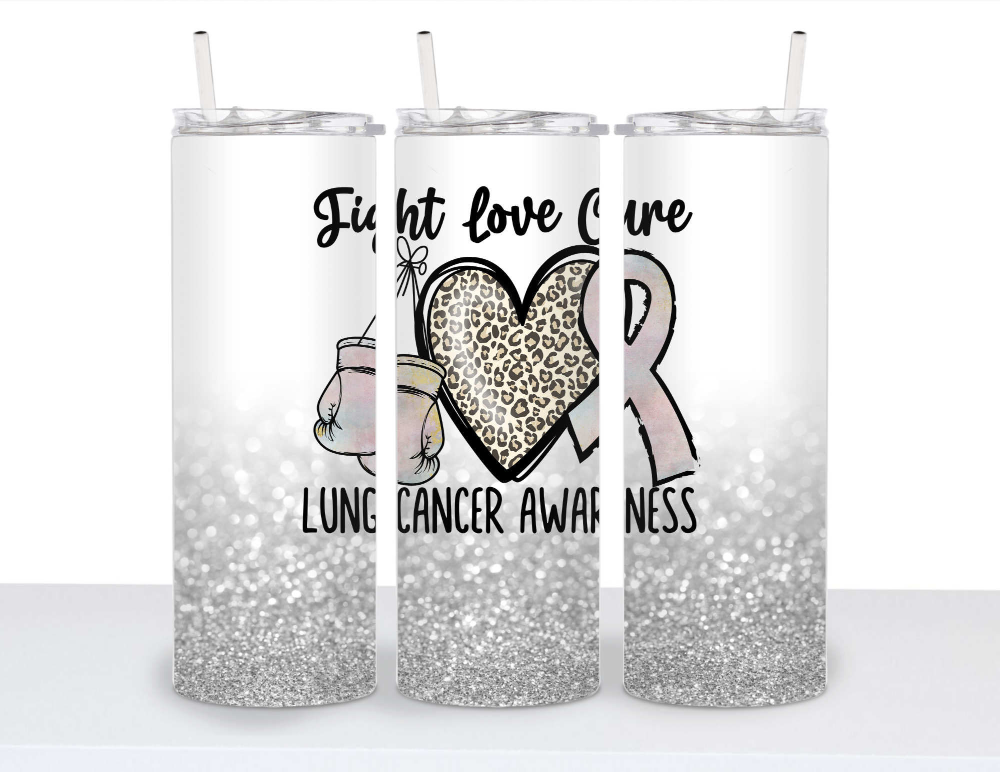 Stainless Steel 20oz Tumbler Straight- Peace, Love Cure: Awareness Collections