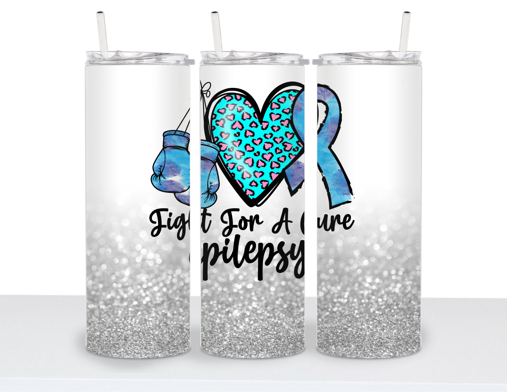 Stainless Steel 20oz Tumbler Straight- Peace, Love Cure: Awareness Collections