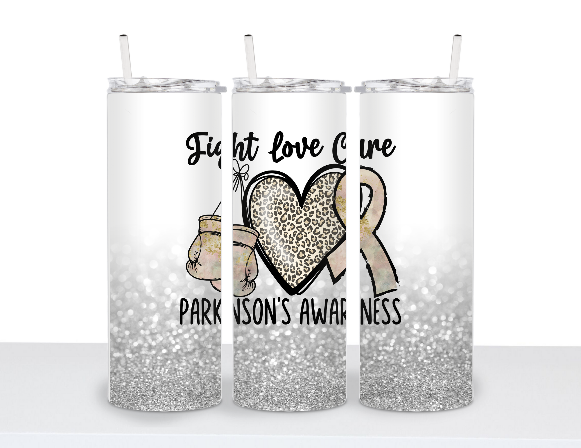 Stainless Steel 20oz Tumbler Straight- Peace, Love Cure: Awareness Collections