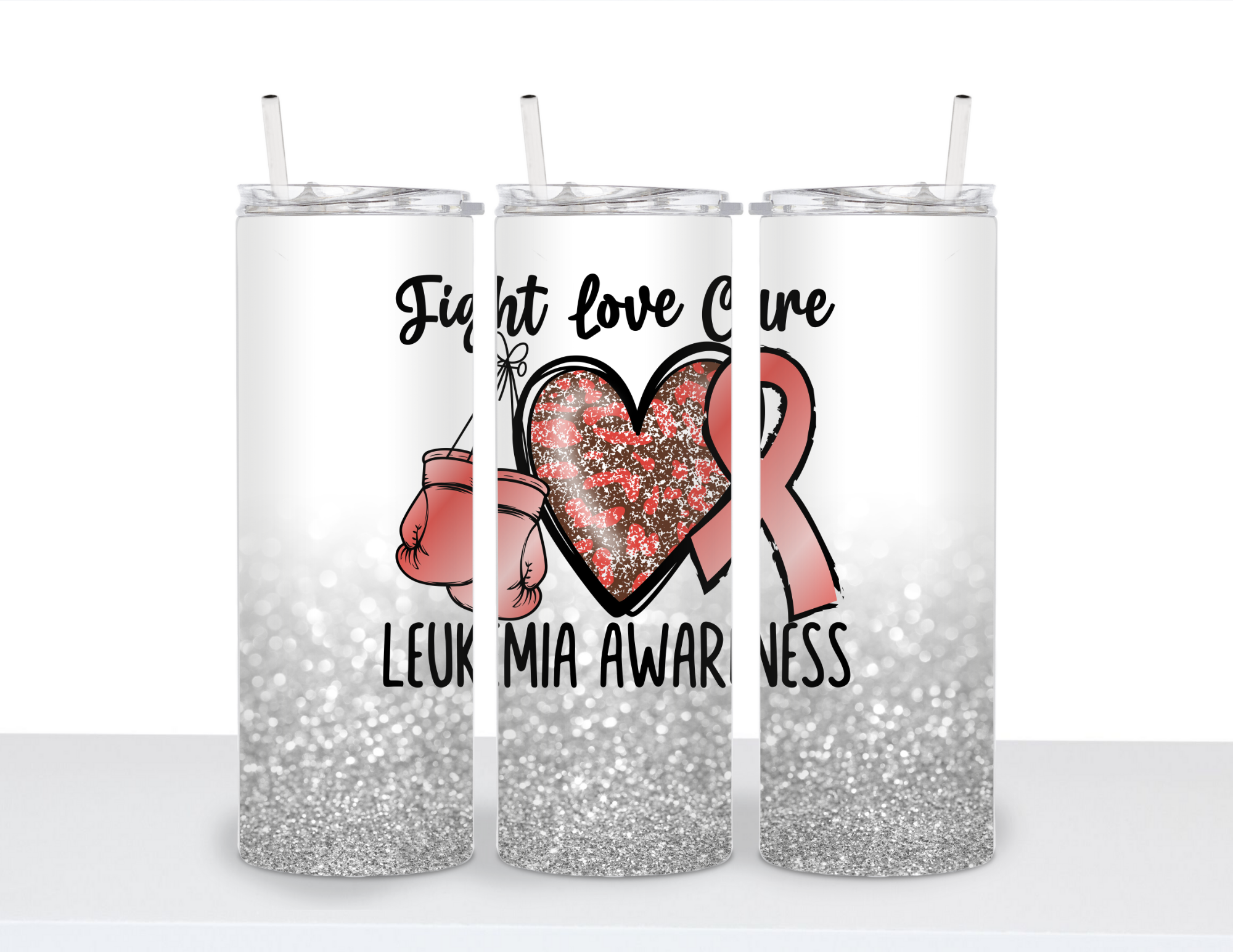 Stainless Steel 20oz Tumbler Straight- Peace, Love Cure: Awareness Collections