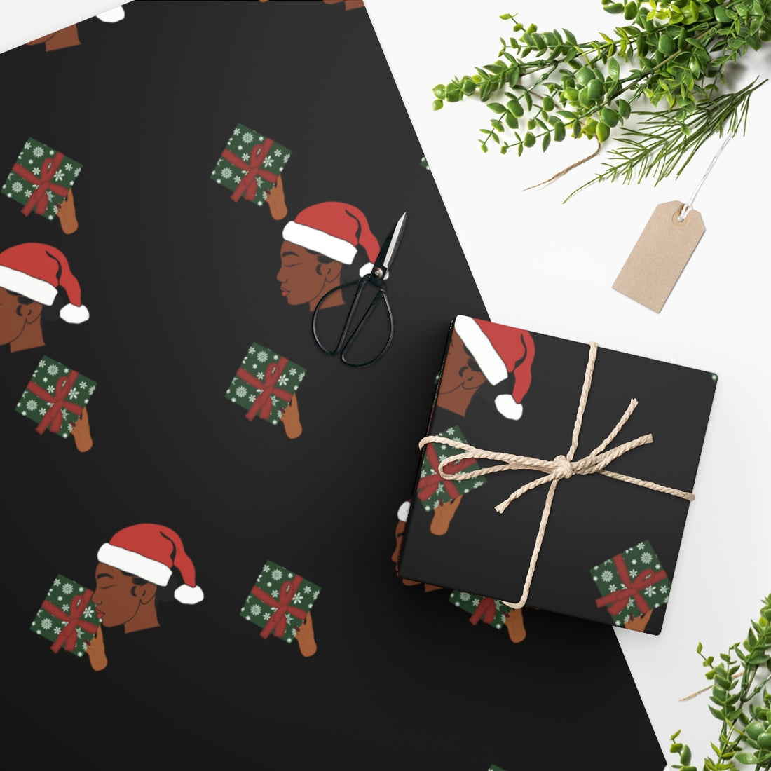 Black Christmas Wrapping Paper