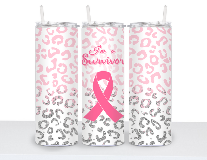 Stainless Steel 20oz Tumbler Straight- I'm a Survivor
