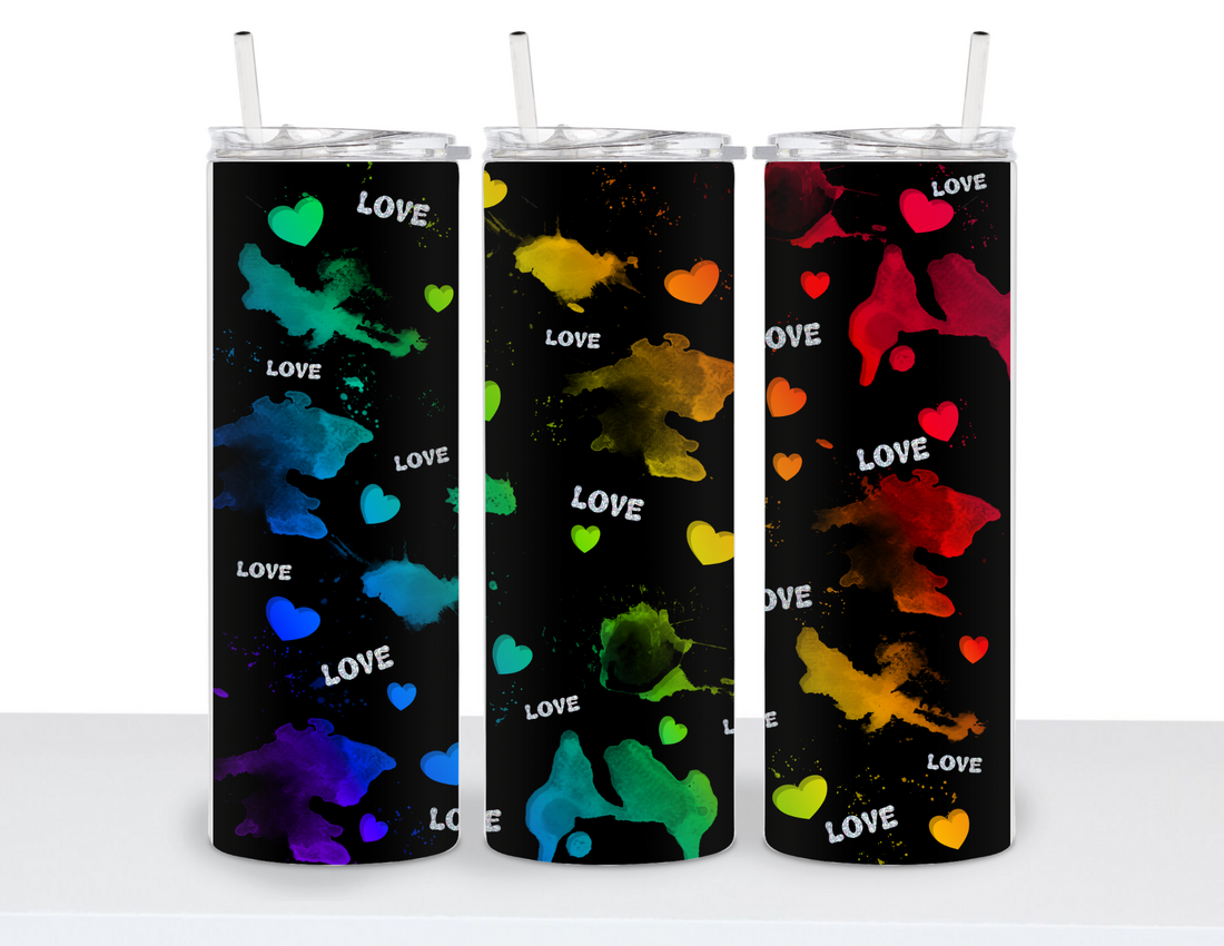 Stainless Steel 20oz Tumbler Straight- Rainbow Love