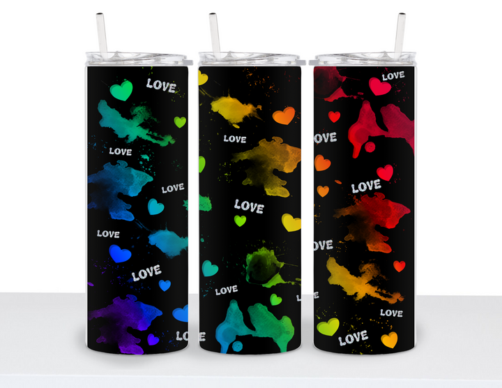 Stainless Steel 20oz Tumbler Straight- Rainbow Love