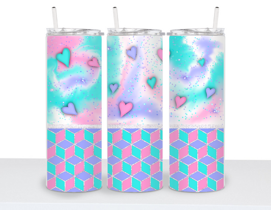 Stainless Steel 20oz Tumbler Straight- Pastel Hearts