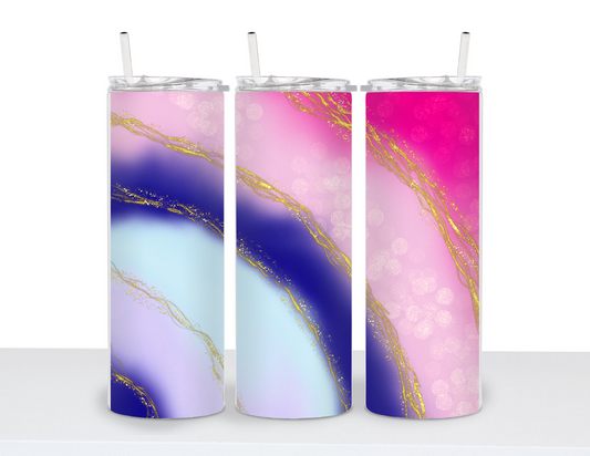 Stainless Steel 20oz Tumbler Straight-Pink and Blue Geode