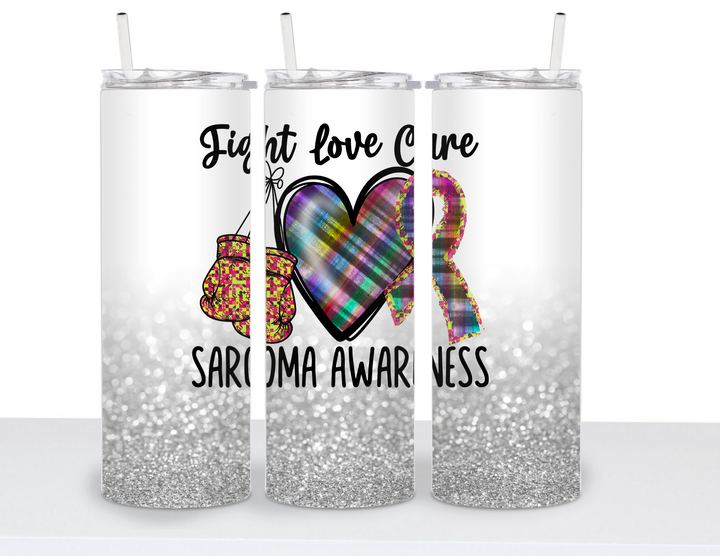 Stainless Steel 20oz Tumbler Straight- Peace, Love Cure: Awareness Collections