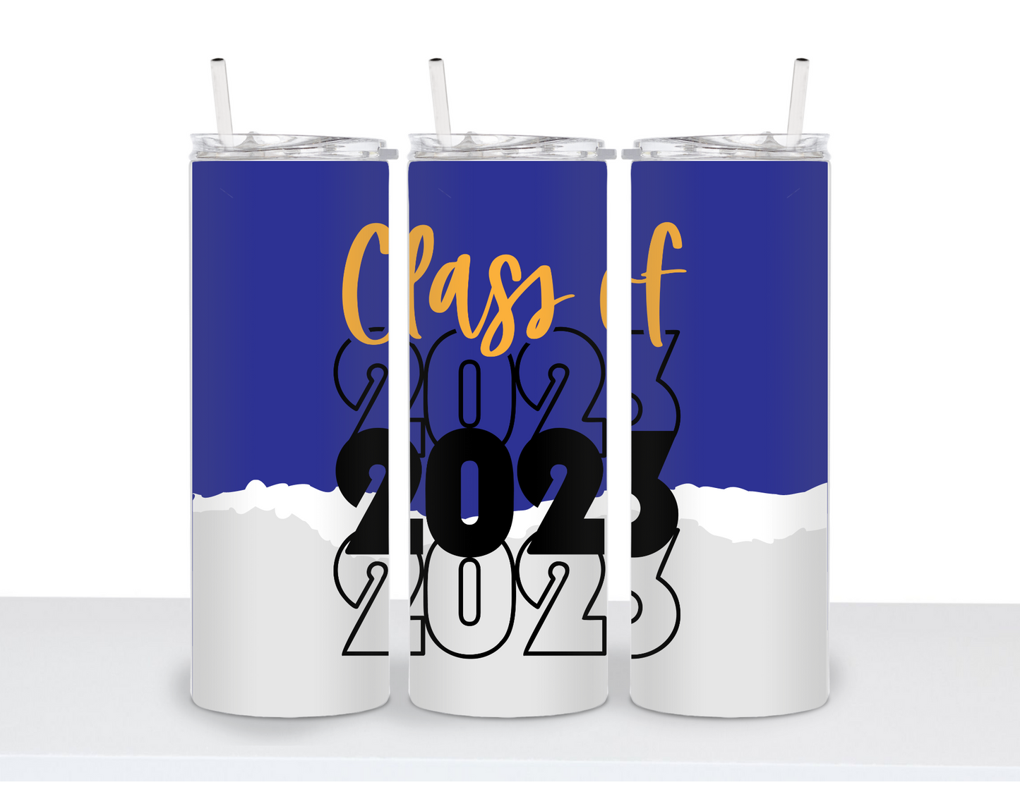 Stainless Steel 20oz Tumbler Straight - Class of 2023 Custom School Colors