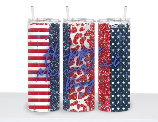 Stainless Steel 20oz Tumbler Straight- Happy Memorial Day