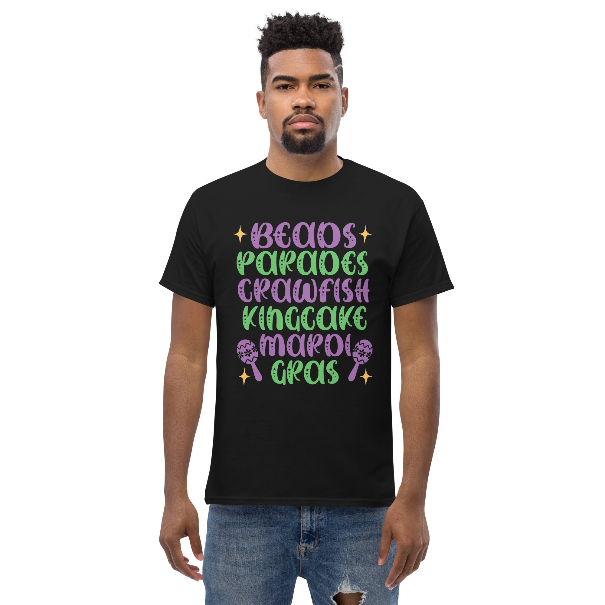 Beads Crawfish King Cake Mardi Gras classic tee