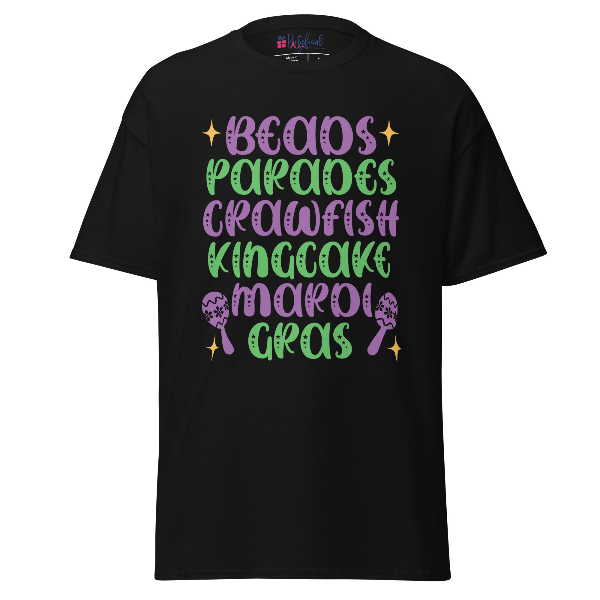 Beads Crawfish King Cake Mardi Gras classic tee