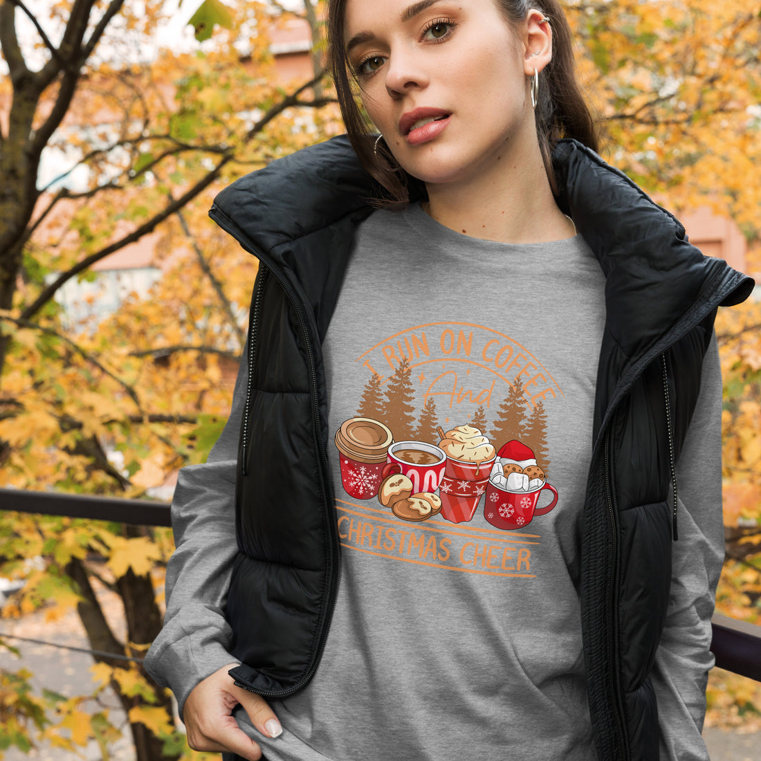Run on Coffee and Christmas Long Sleeve Tee