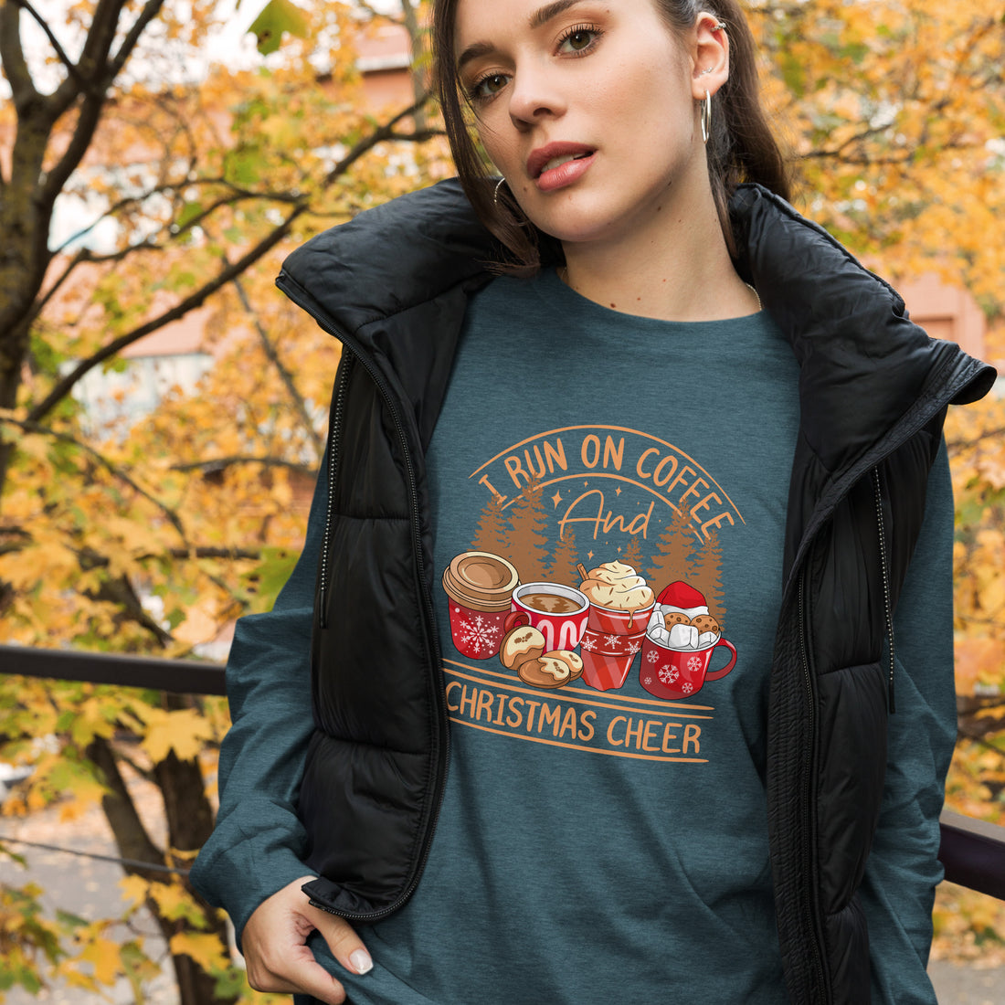 Run on Coffee and Christmas Long Sleeve Tee