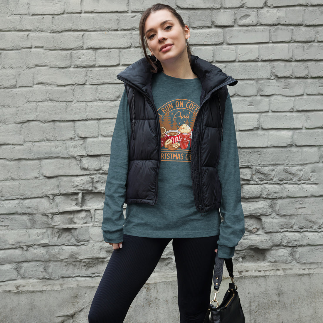 Run on Coffee and Christmas Long Sleeve Tee