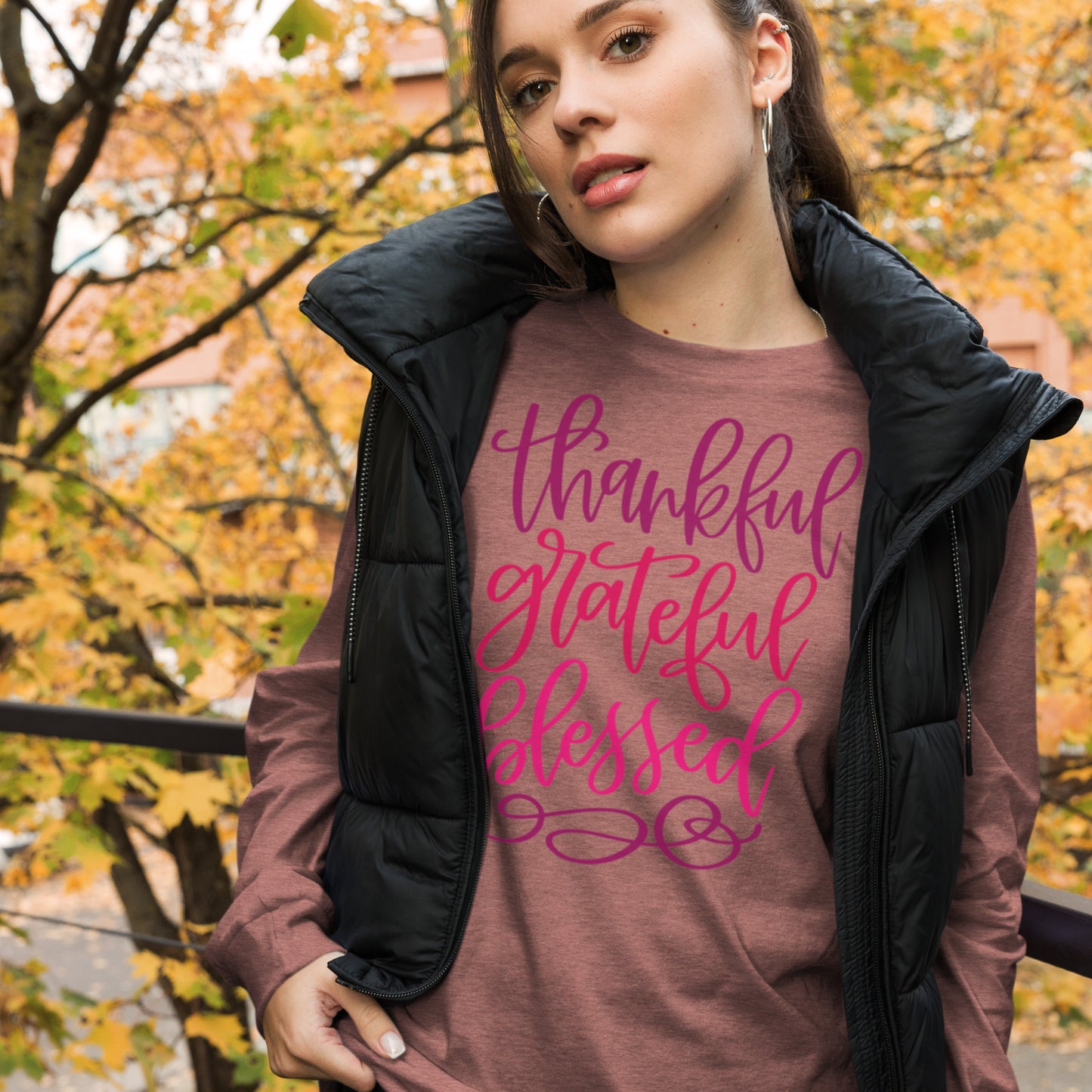 Thankful, Grateful, Blessed Long Sleeve Tee