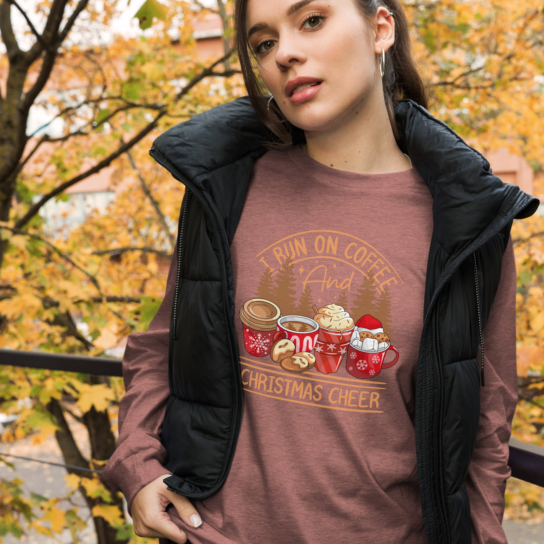 Run on Coffee and Christmas Long Sleeve Tee