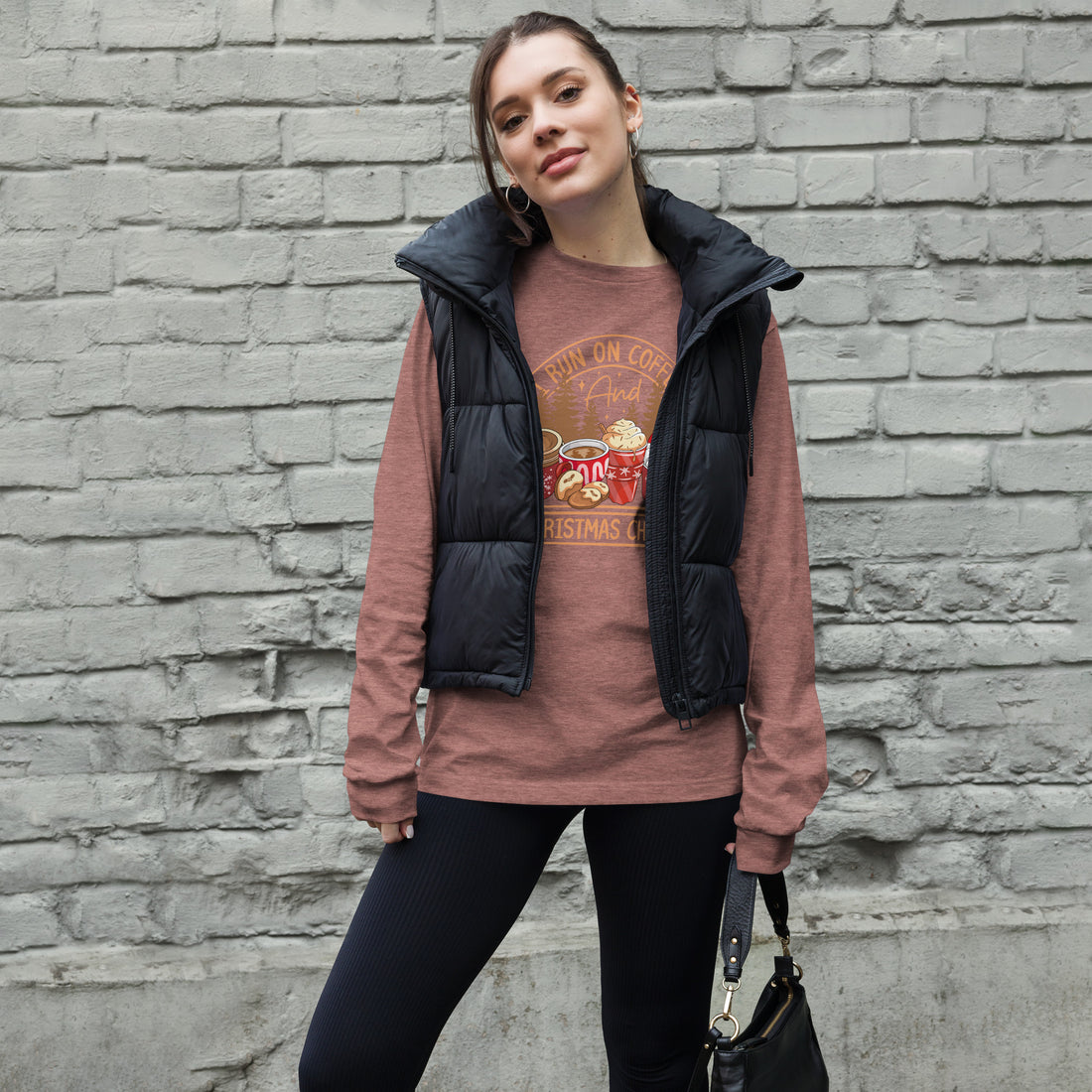 Run on Coffee and Christmas Long Sleeve Tee