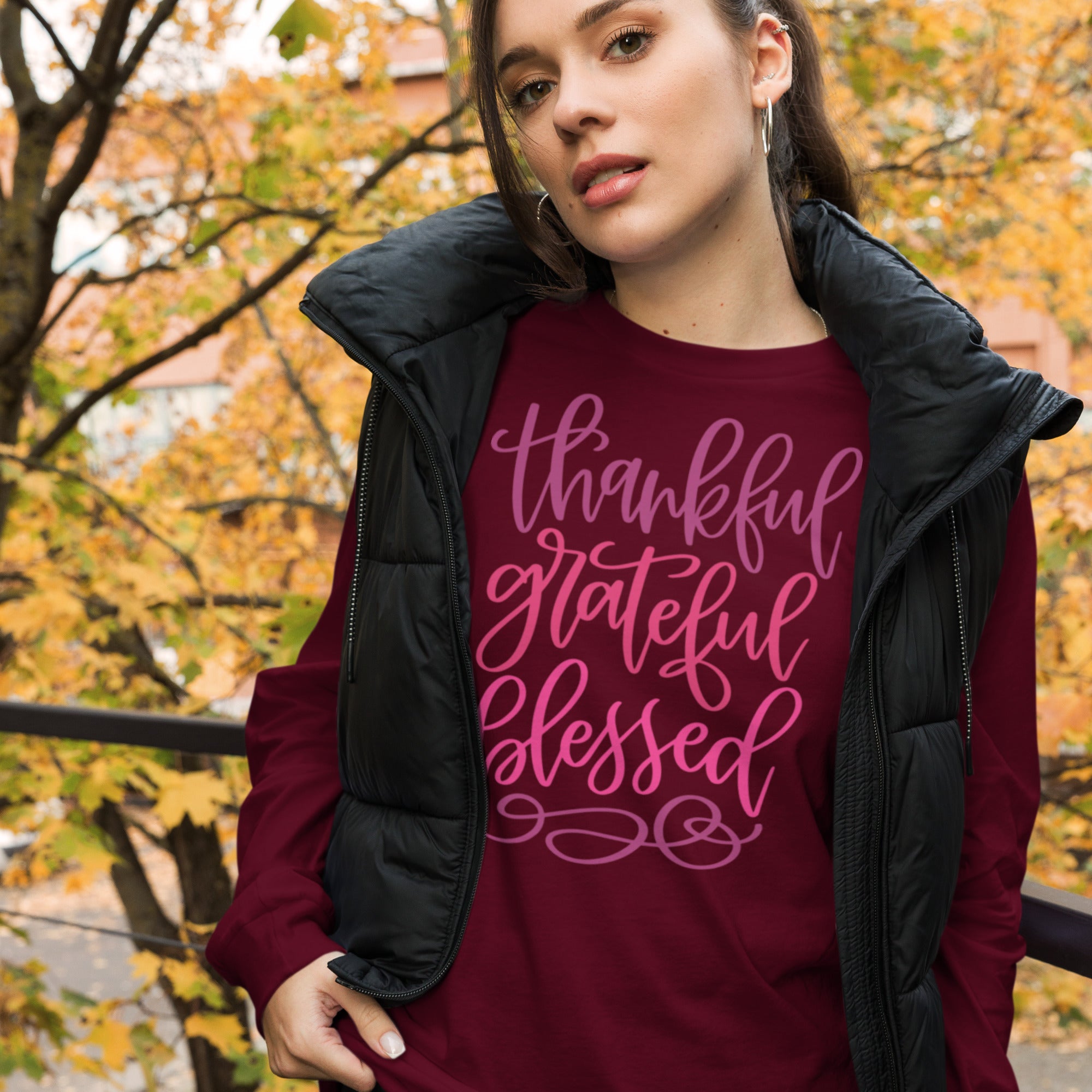 Thankful, Grateful, Blessed Long Sleeve Tee