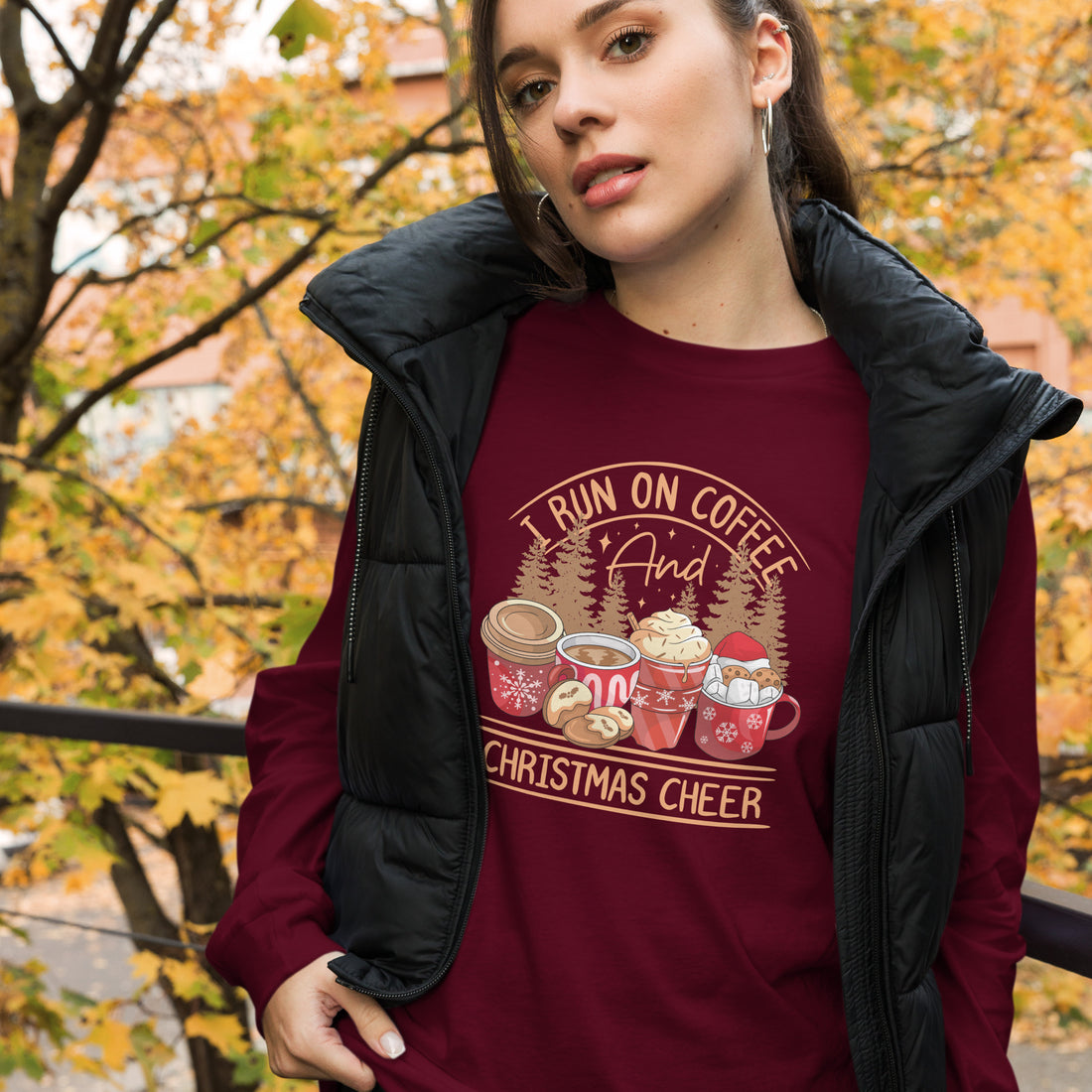 Run on Coffee and Christmas Long Sleeve Tee