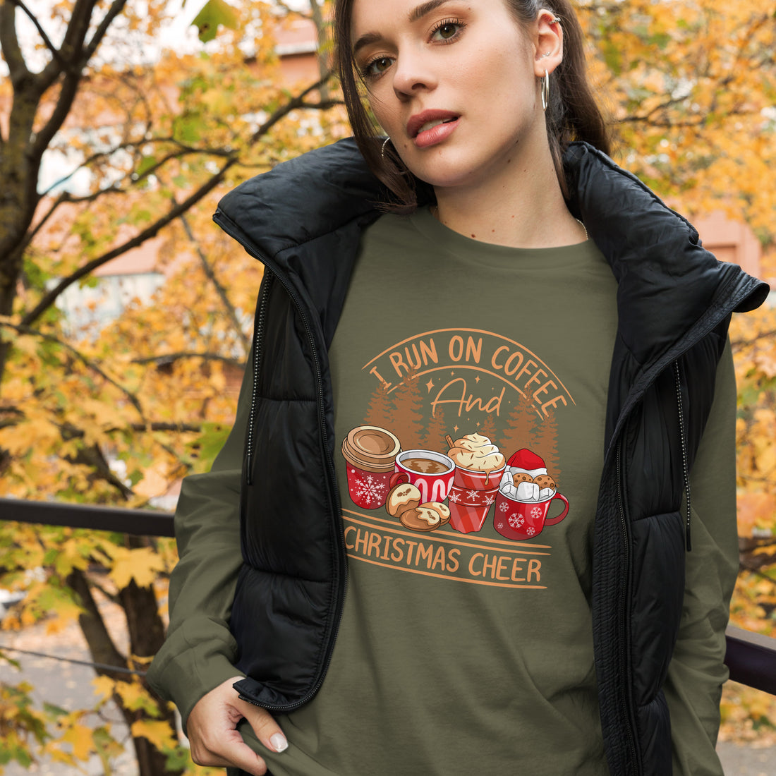 Run on Coffee and Christmas Long Sleeve Tee