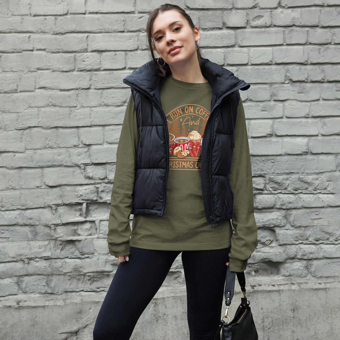 Run on Coffee and Christmas Long Sleeve Tee