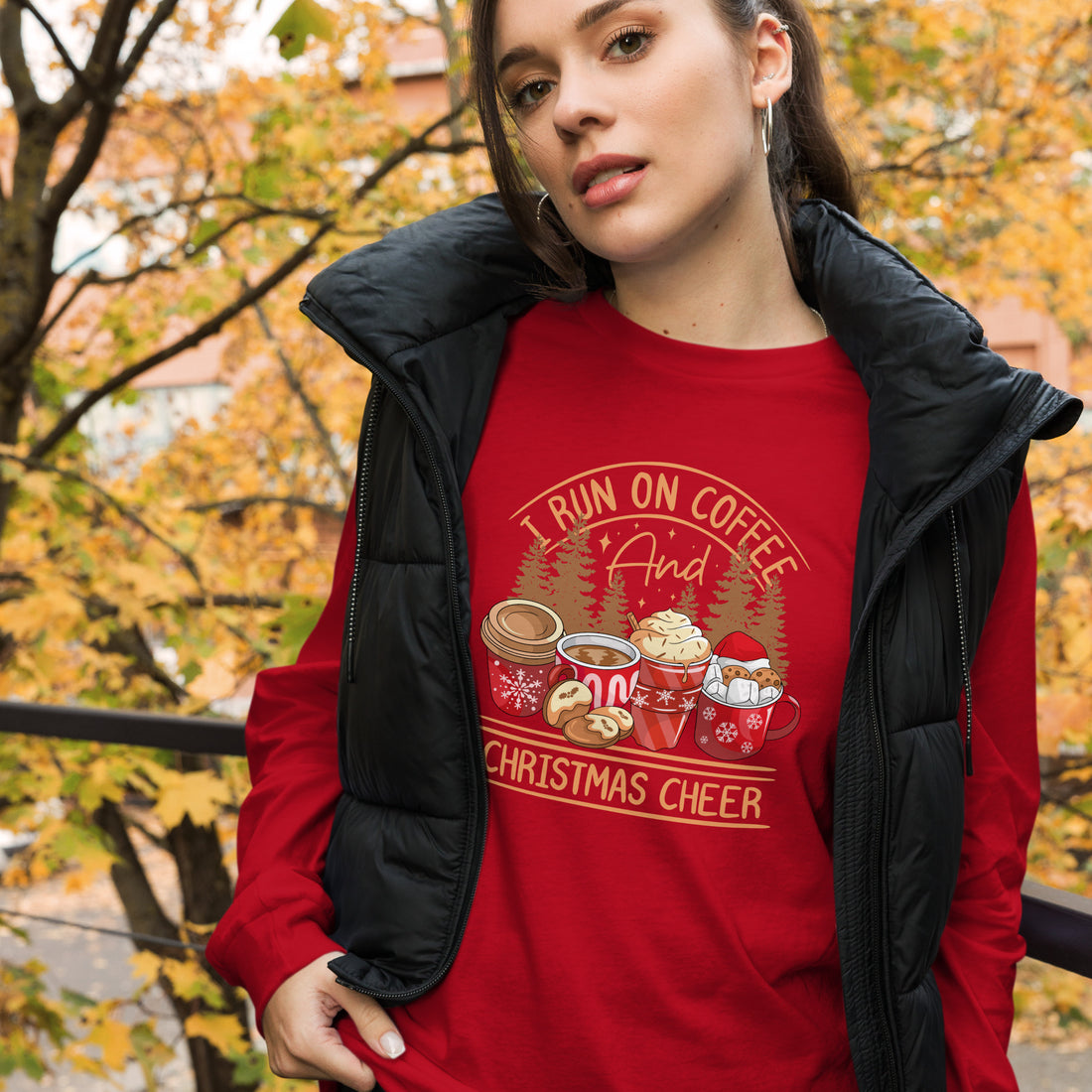 Run on Coffee and Christmas Long Sleeve Tee