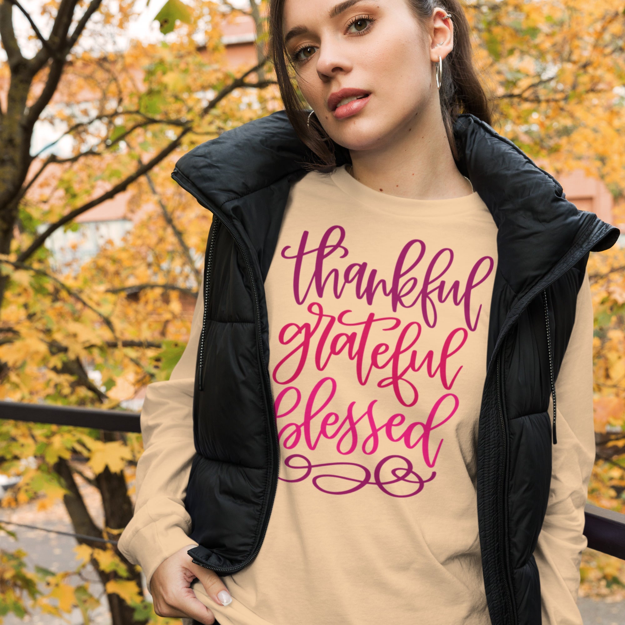 Thankful, Grateful, Blessed Long Sleeve Tee