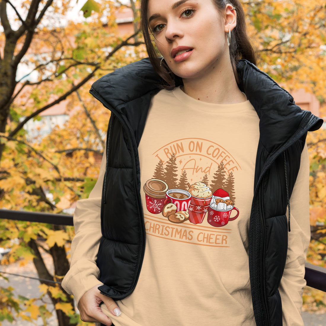 Run on Coffee and Christmas Long Sleeve Tee