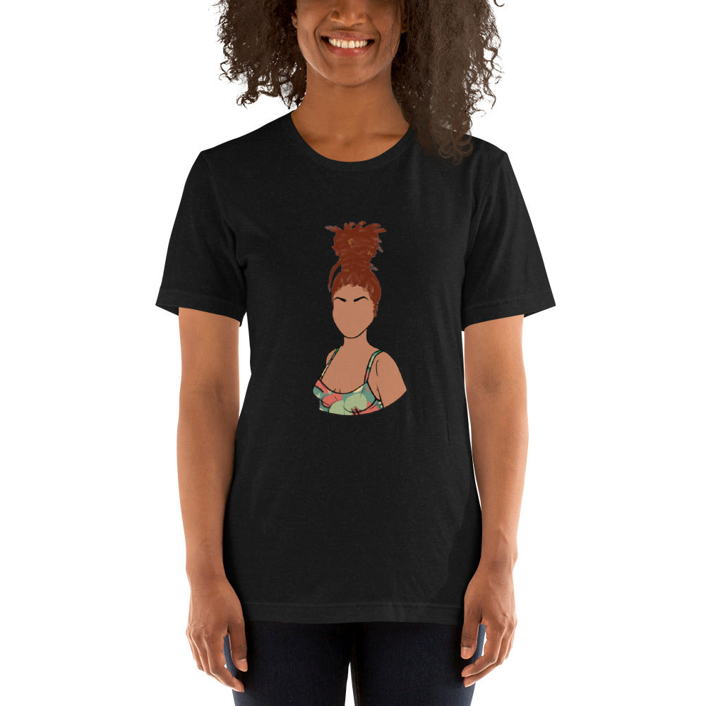 Tall Bun Girl- Light Tan t-shirt