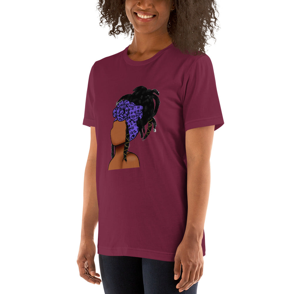 Loc'd Beauty- Medium Brown and Purple Wrap t-shirt